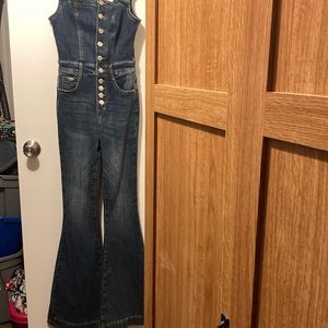 Denim flare jumpsuit